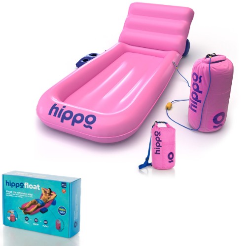 Alternative view of מזרון ים מיטה עם מעמד כוסות ועוגן Hippo – ורוד