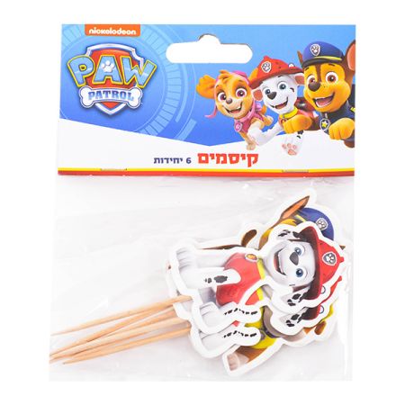 סט קיסמים מעוצבים לעוגה / קאפקייקס – מפרץ ההרפתקאות (Paw Patrol)