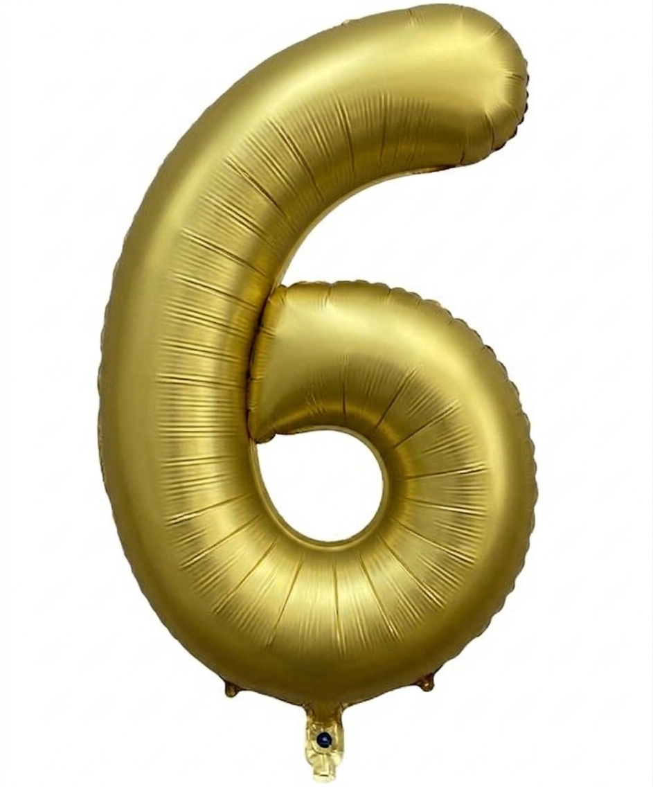 בלון ספרה 6 - זהב כרום 34 אינץ׳