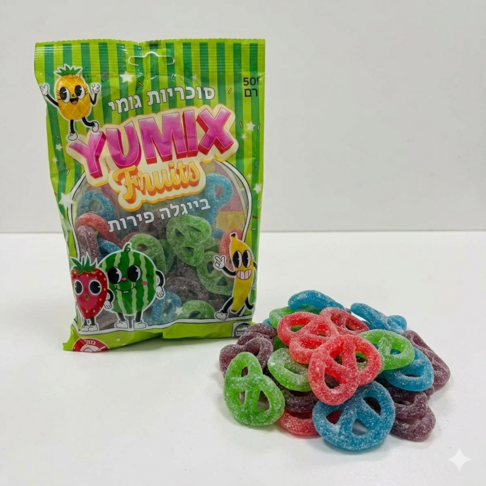 סוכריות גומי יומיקס YUMIX – בייגלה פירות 500 גר'