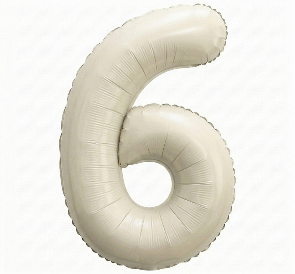 בלון ספרה 6 - לבן חול כרום 34 אינץ׳