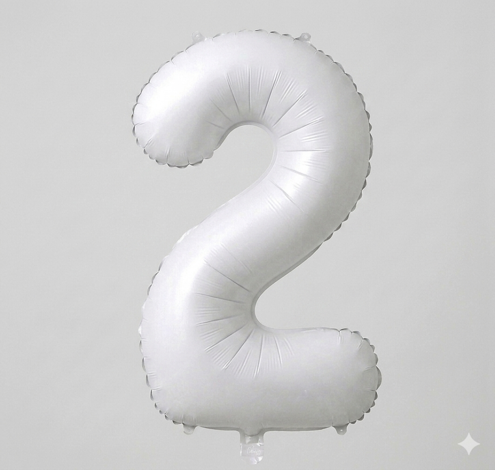 בלון ספרה 2 - לבן מט 34 אינץ׳