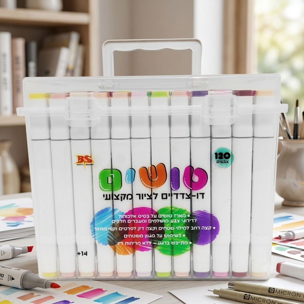 הערכה המושלמת ליצירה וצביעה ללא גבולות! סט טושים דו-צדדיים איכותיים 120 במארז
