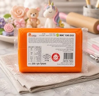 בצק סוכר 250 גר' צבע כתום